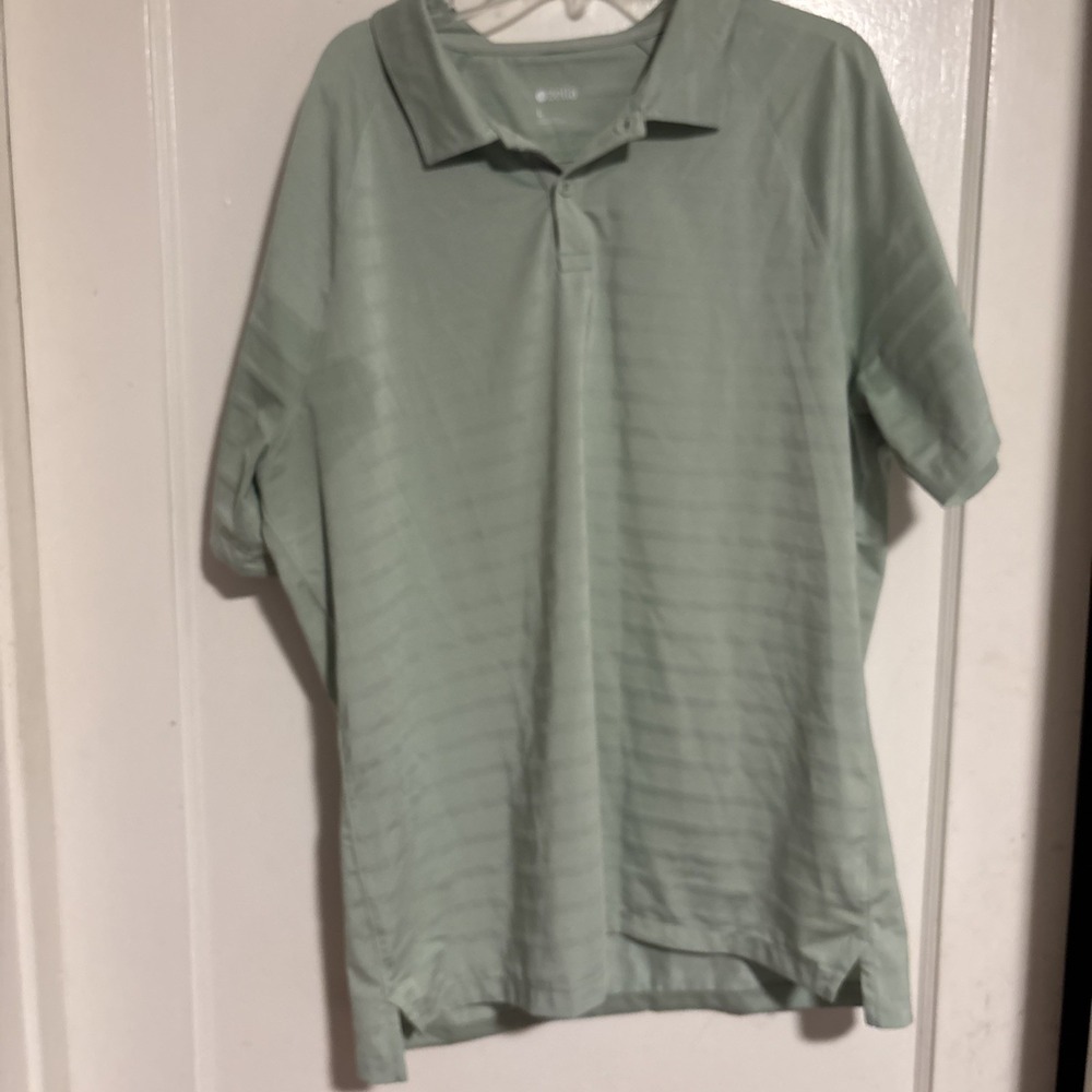 Z by ZELLA Mens Green Striped Short Sleeves Performance Golf Polo Shirt L